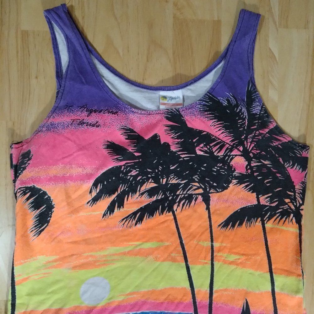 Vintage Lifestyle Sunset Beach Palm Trees Florida AOP Tank Top